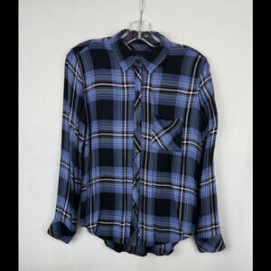 Rails Hunter Plaid Button-Up Shirt Cotton Blue Size S